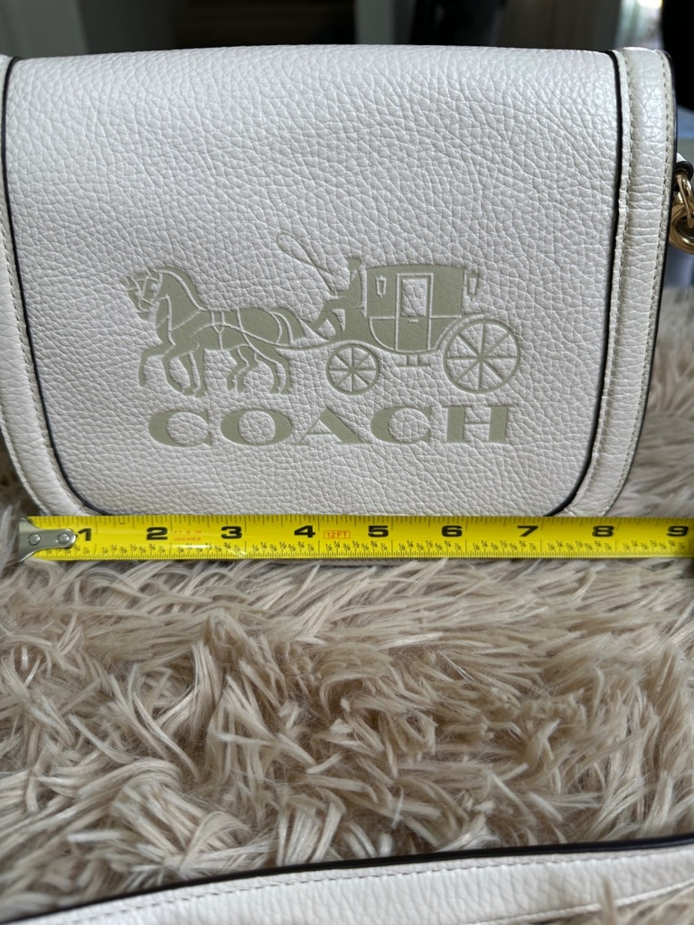 Coach White authentic Pebbled Leather Logo Saddle Crossbody - Picture 14 of 15